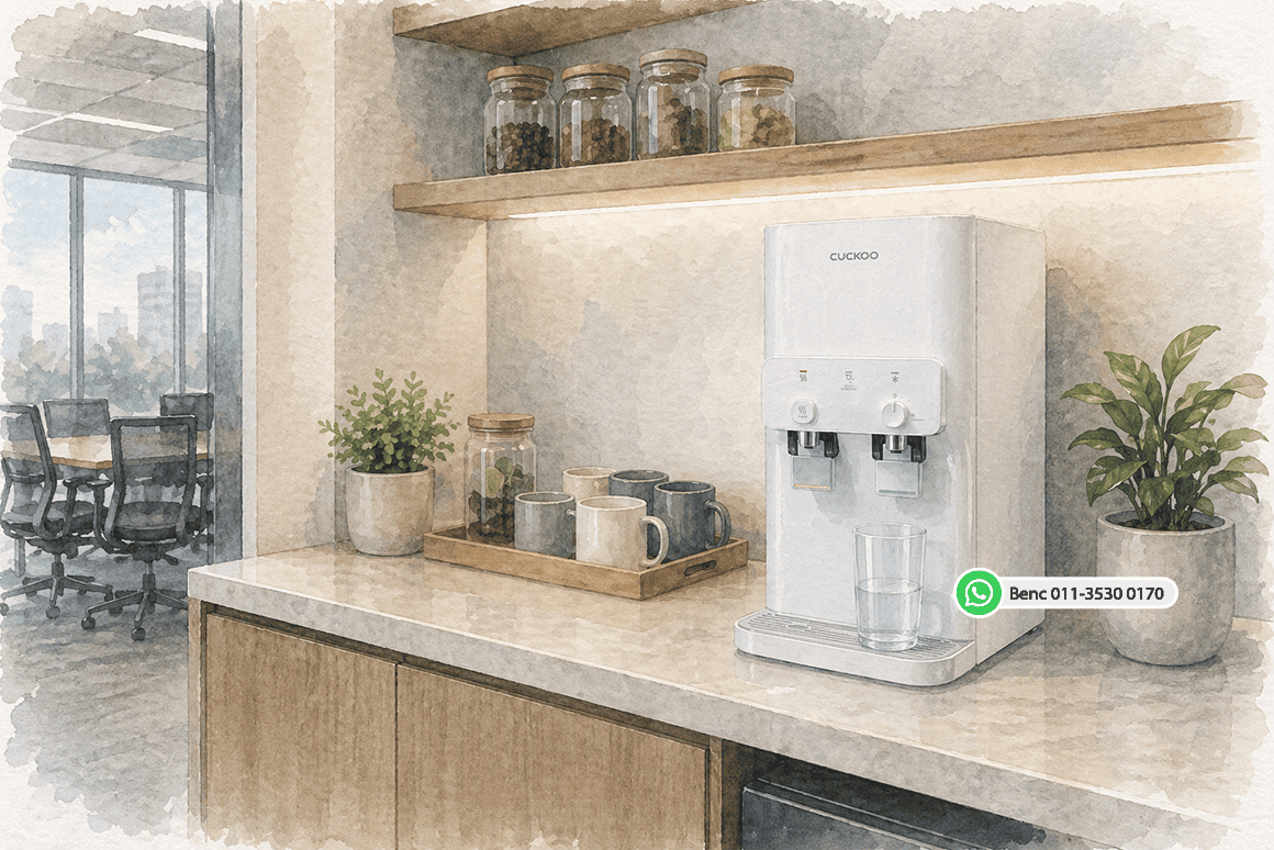 Office pantry water purifier setup for shared staff use in Malaysia